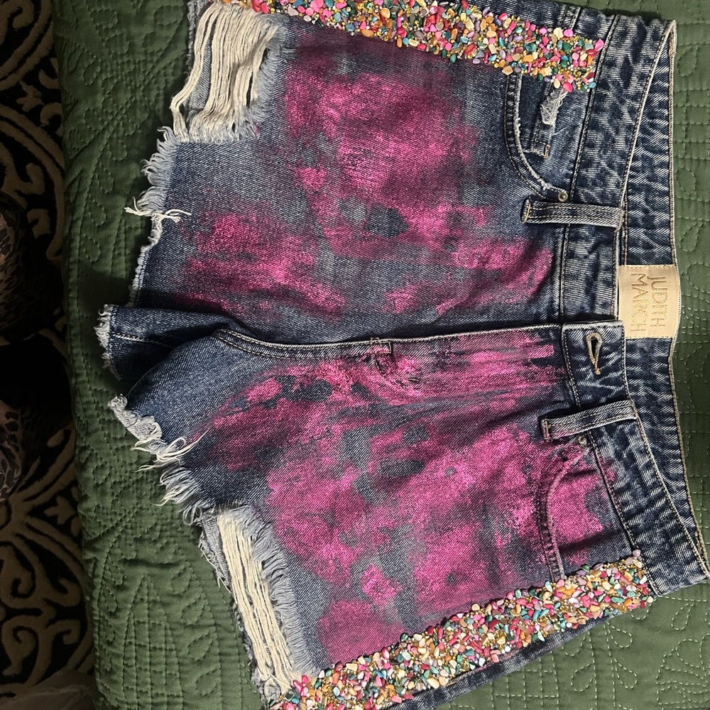 Judith March Pink and Blue Jean Shorts